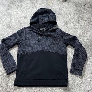 Boys Youth Black Steel Plate Print Hooded Hoodie Sweatshirt L Under Armour Storm